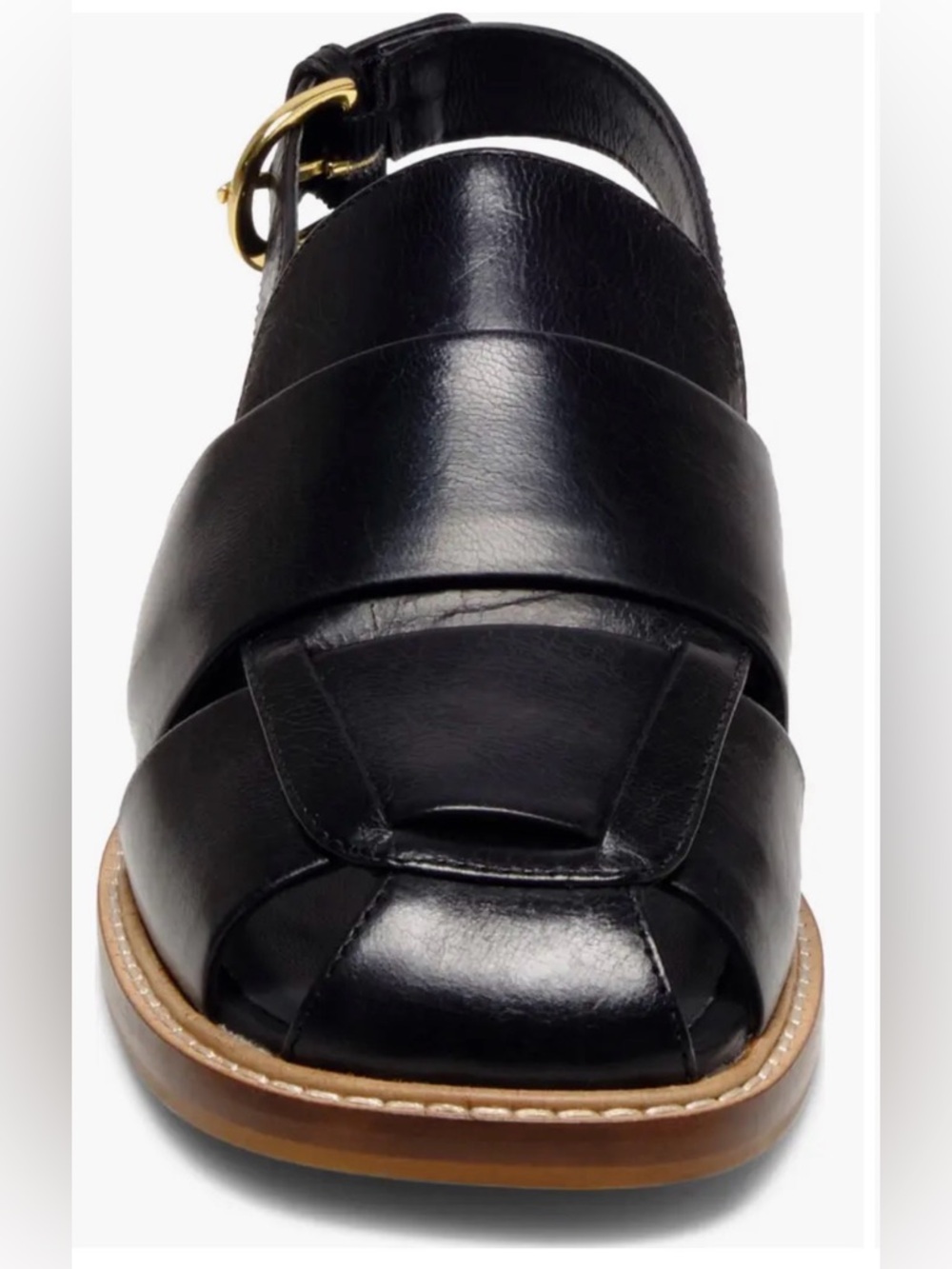 Free People Libby Black Leather Slingback Fisherman Sandals Coastal Summer - Picture 7 of 12